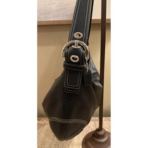 Y2K‎ Coach Soho Black Leather Medium Hobo Tassel Shoulder Bag 8A03 - Picture 13 of 16